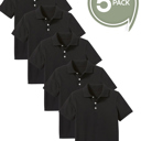 Black (5-Pack) 6 5-Pack School Uniform Tagless Polo Tshirt for Little Boys & Big Boys